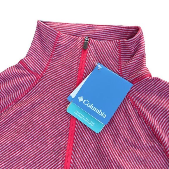 Columbia Layer First II Stripe 1/2 Zip Pullover Grey / Pink Women's Small (S) - Picture 6 of 6